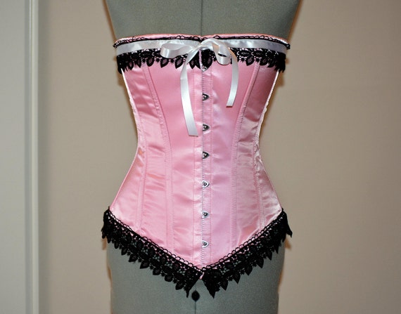 Historic Pink Satin Overbust Authentic Corset With Black Lace. Steel-boned  Corset for Tightlacing. Prom, Gothic, Steampunk Victorian Corset. -   Canada