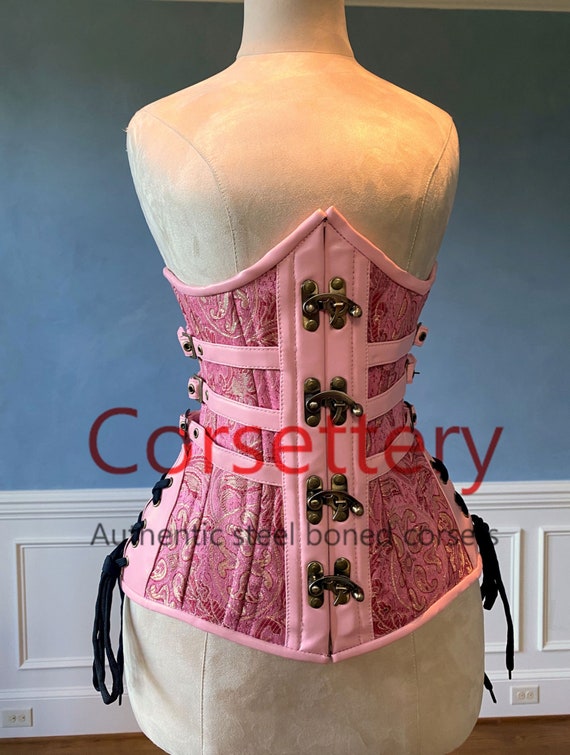 Steel Boned Underbust Steampunk Corset From Brocade With Real