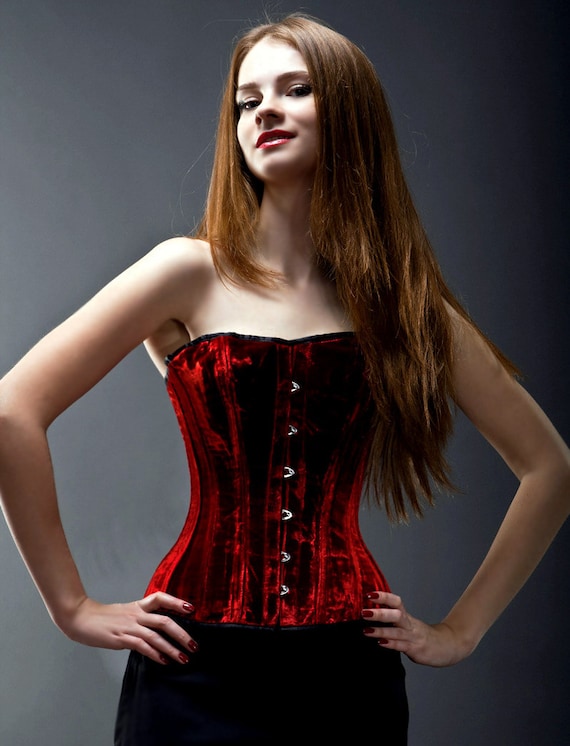 Velvet Steampunk Gothic Steel-boned Authentic Heavy Corset for Tight  Lacing. Corset is Made Personally According to Your Measurements. 