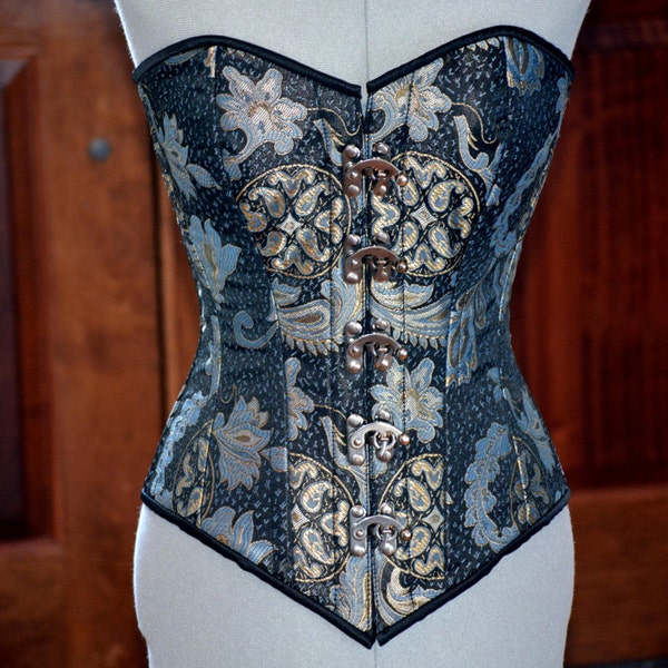 Corset de brocart classique avec crochets en métal steampunk. Gothique victorien, steampunk corset bon marché abordable, cadeau de la petite amie, corset historique