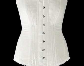 Authentic cotton corset: vintage cotton overbust corset, black or white. Steelbone custom made corset, gothic, steampunk, bespoke, victorian