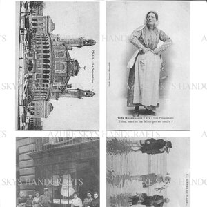 cartes postales françaises vintage, téléchargement numérique, éphémères imprimables pour les revues indésirables, journalisation, collage