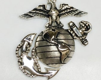 1 inch Marine Corps Eagle Globe and Anchor Sterling silver Pendant