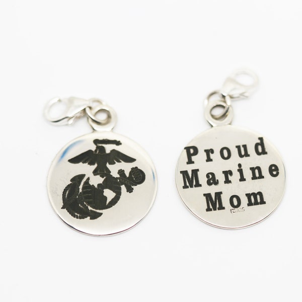 Proud Marine Mom Sterling Silver Charm