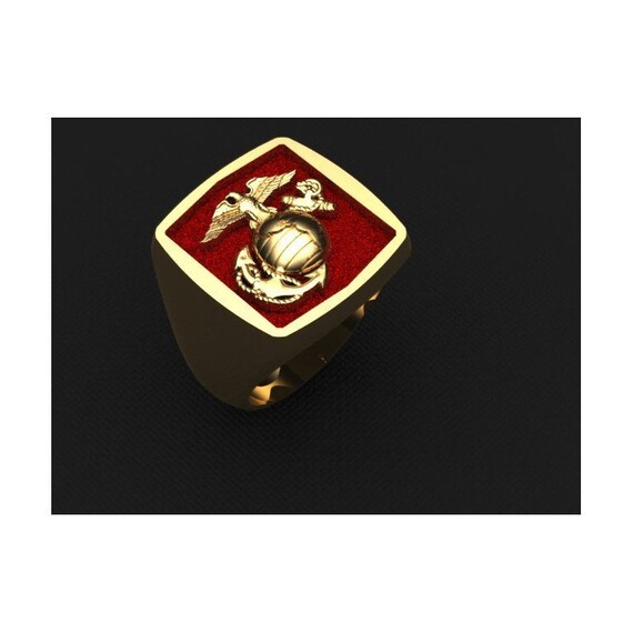 10K Gold Marine Corps Ring With Red Background Etsy Australia