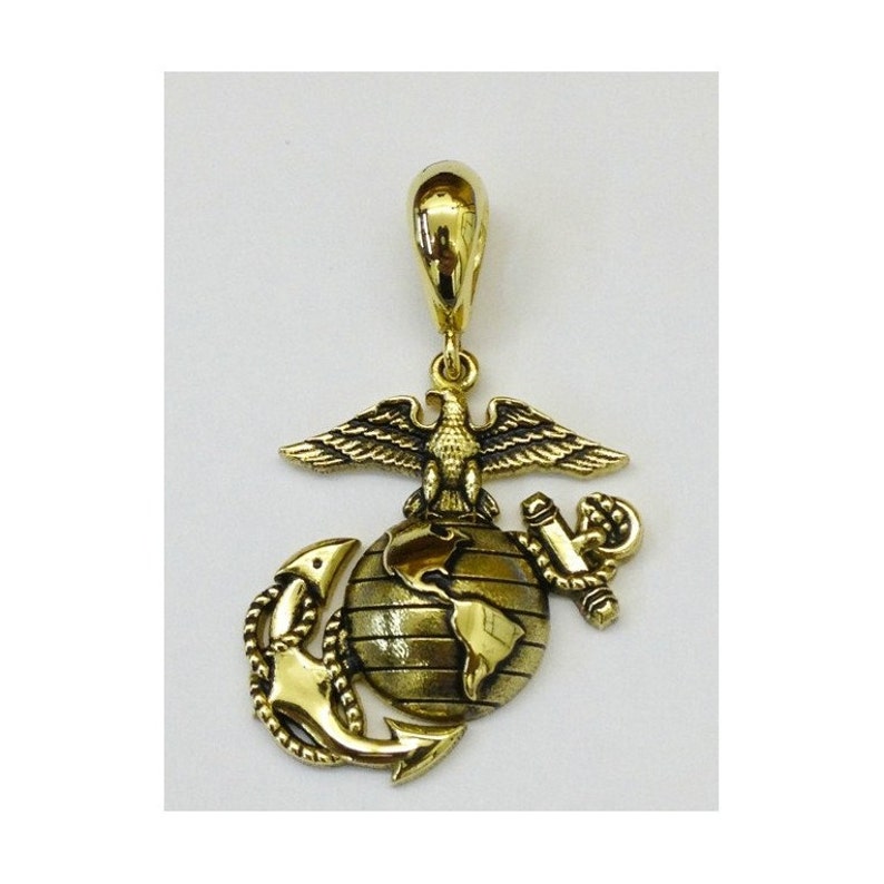 1 Tall Solid 14K Gold Eagle Globe and Anchor Pendant Etsy