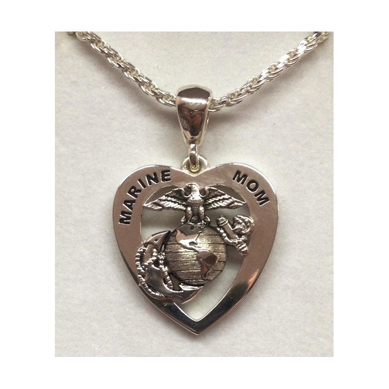 Marines Heart Marine Mom Sterling 