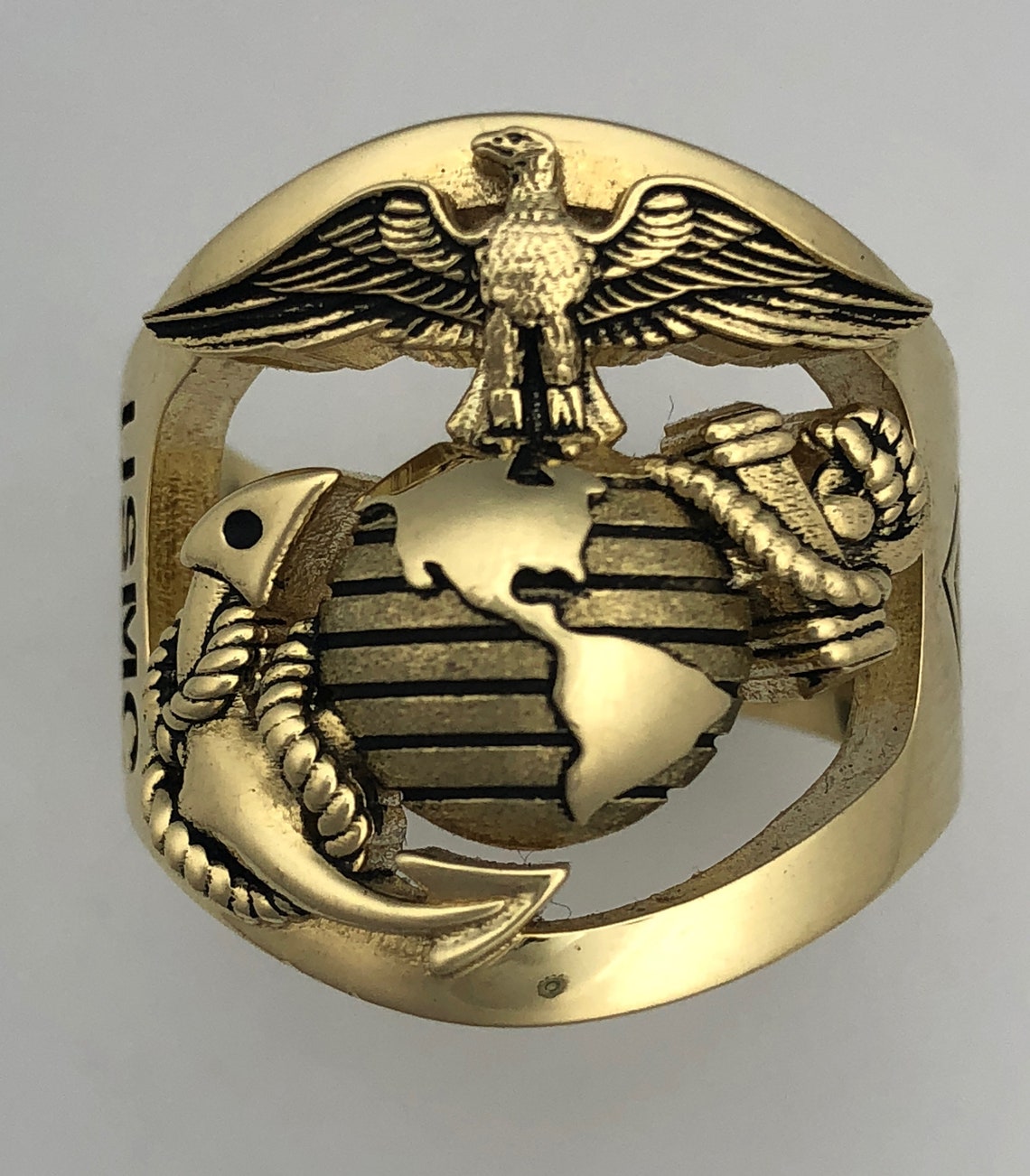 Custom Gold Marine Corps Ring With 1stsgt Rank and USMC or Years of