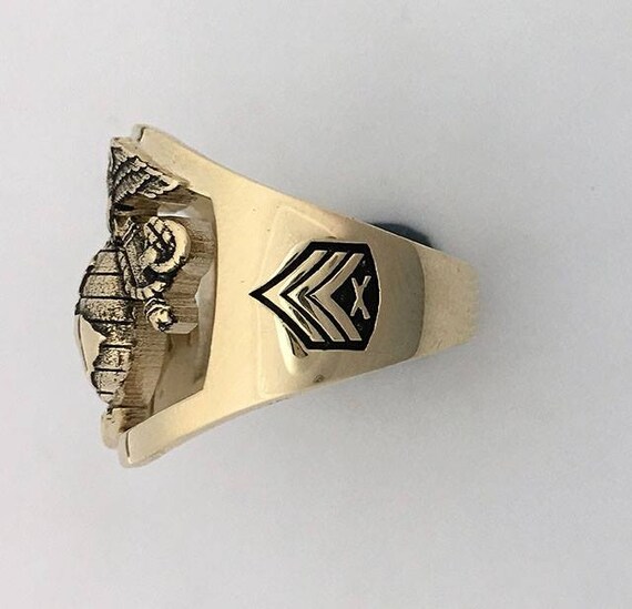 Solid Gold Marine Corps Ring With Your Rank and Years of Service