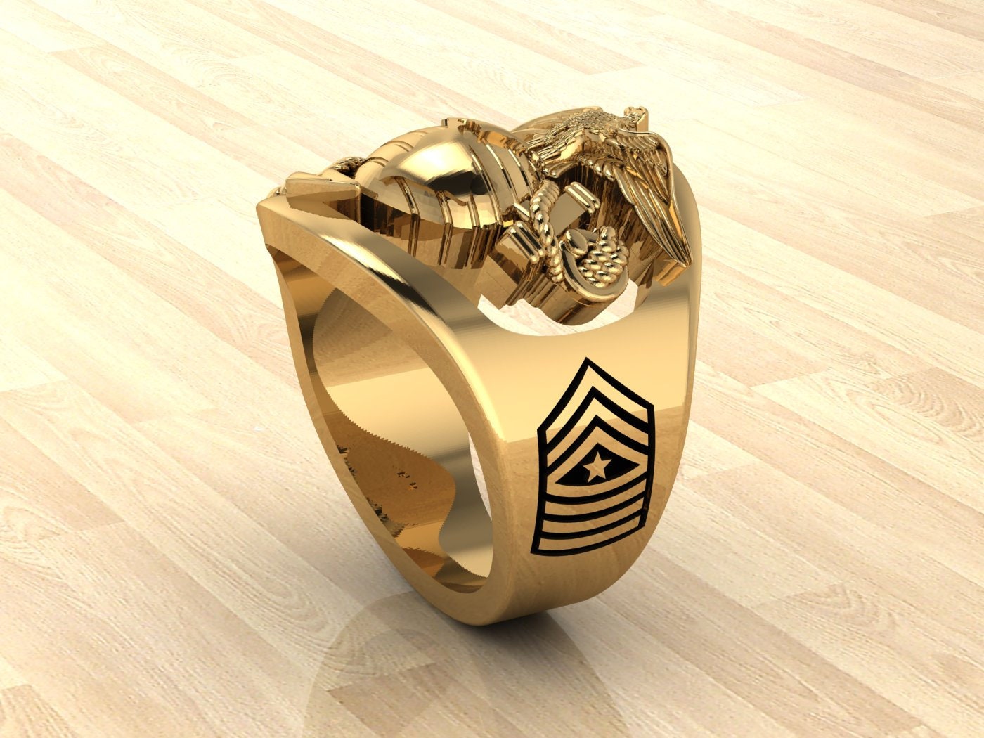 High Definition Solid Gold Marine Corps Eagle Globe and Anchor Ring With Sgtmaj Rank and Years of Service Etsy Canada