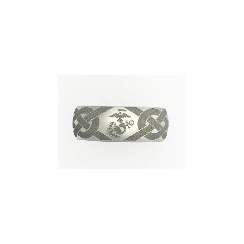 Silver Marine Corps Titanium Wedding Ring With Celtic Knot Etsy