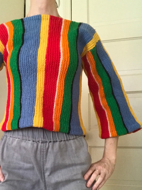 handmade rainbow sweater SMALL - image 2