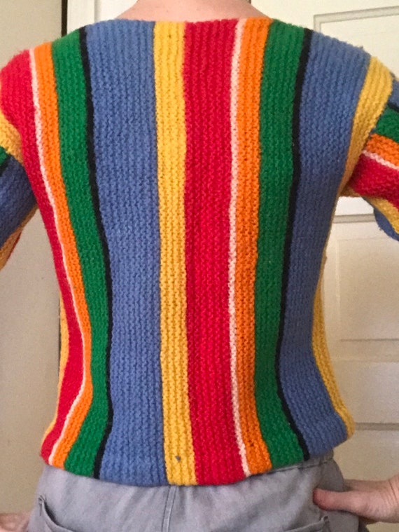 handmade rainbow sweater SMALL - image 4