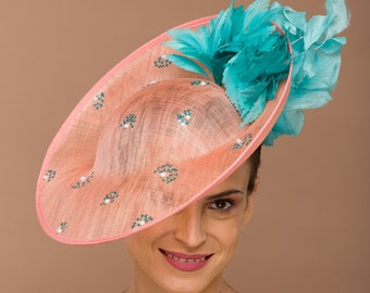 Christine- unique stylish asian inspired big fascinator. kentucky derby large hat hatinator. brunch luncheon. wedding party. mothers gift.