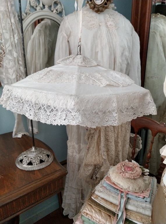 Vintage French Baby Carriage Parasol, Sun Umbrell