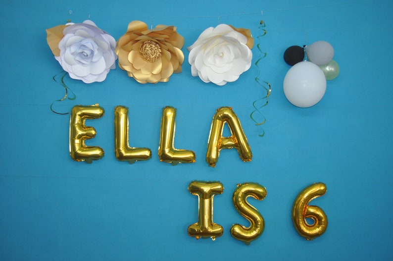 ELLA IS 6 Balloon Letters and Numbers 16 inches 40 cm Balloons 6th Birthday Balloons Banner Sixth Birthday I am Six 6th Birthday