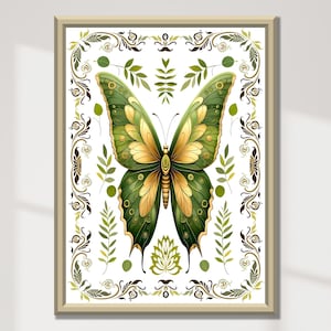 Boho Butterfly Wall Art, Butterfly Poster, Nursery Art Print, Vintage Butterfly, Mid Century Art, Printable, Bedroom Wall Art, Boho Wall Art