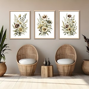 Vintage Wildflower Botanical Prints: Neutral Wall Decor (Digital Download)