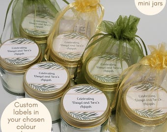 Personalised Aqiqah favours Bespoke mini scented candles Islamic ceremony guest gifts