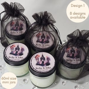 Personalised gothic wedding favours Scented mini candle dark wedding guest gifts Gothic civil ceremony candle favour Fragranced gothic gifts