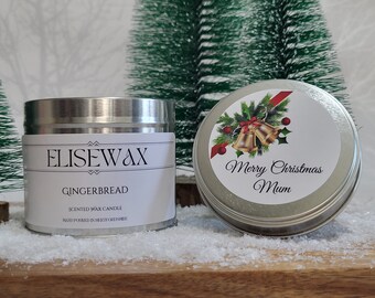 Gingerbread scented Christmas candle Spicy festive fragrance gifts Hamper presents Xmas dinner place setings