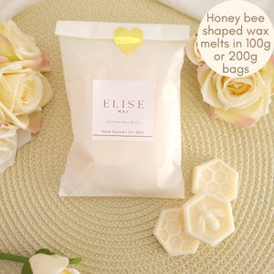 Honeycomb bee shaped scented wax melts Strong scented melts for wax burners Bee themed fragranced wax melts Handmade home fragrance gifts