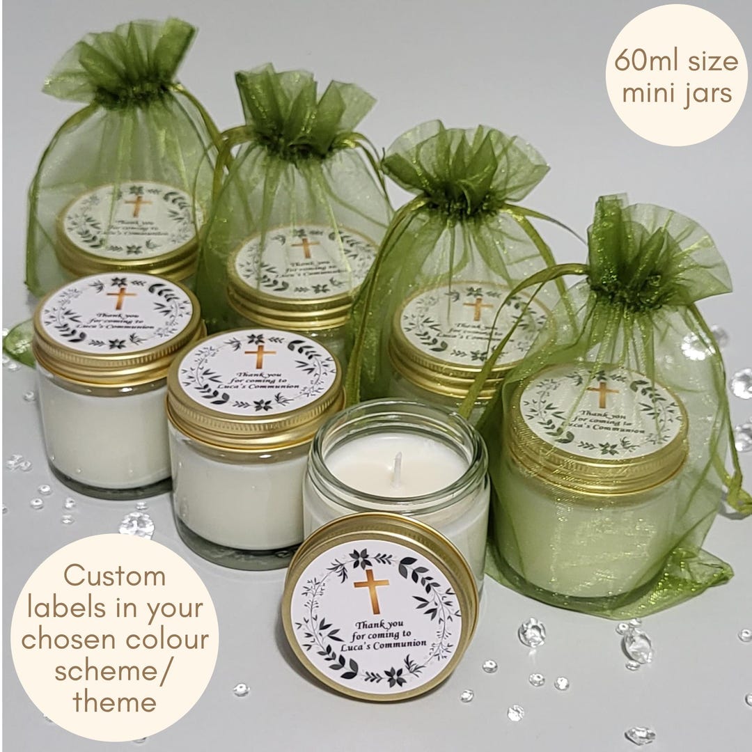 Personalised Communion Favours Scented Soy Candle Gifts Religious ...
