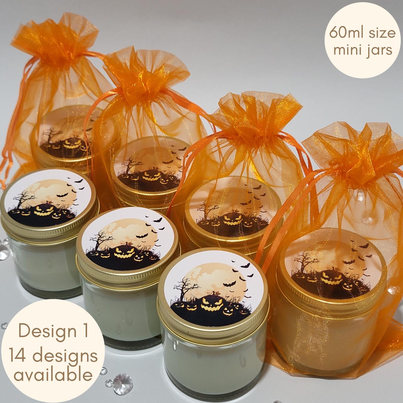 Personalized Halloween gifts Soy Mini Candle Favors Set of 5