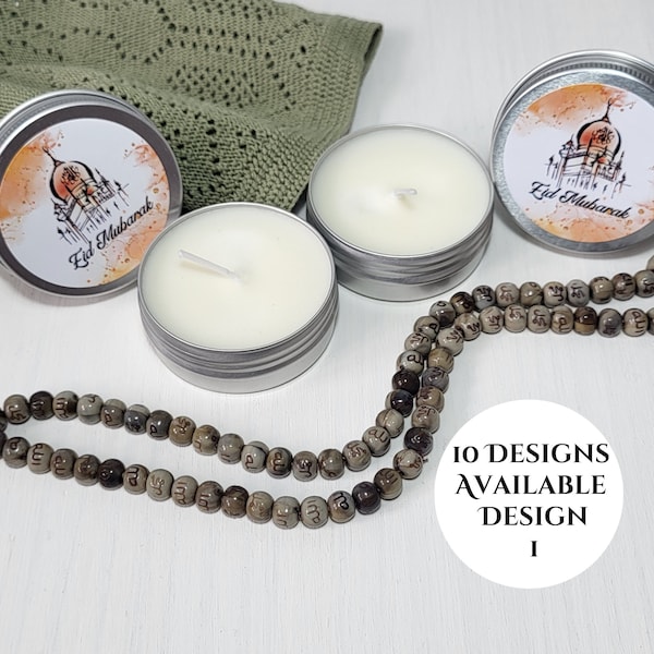 Personalised Eid gifts Mini scented tin candle gifts for Eid Personalised Islamic favours Mini candle favours for Islamic celebrations