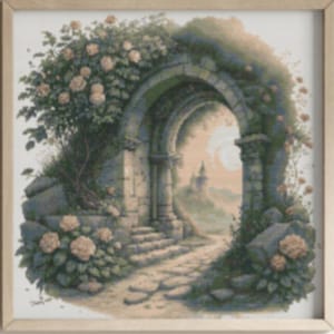 Secret Garden Landscape Cross Stitch Pattern | Digital PDF Chart | 14-18 Count Aida, Counted Embroidery