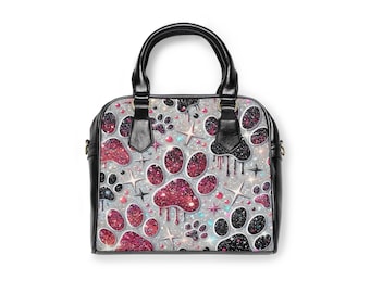 Glitter Paw Print Handbag | Sparkle Cat Dog Prints