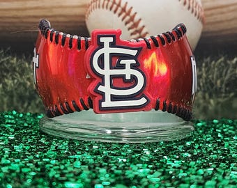 St Louis Cardinals Logo  (3 options) | Handcrafted Adjustable Baseball Cuff Bracelet | Made from an Authentic Baseball