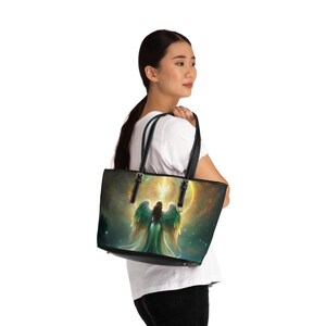 Angel Wings Cosmic Light HandBag | PU Leather Shoulder Bag image 10