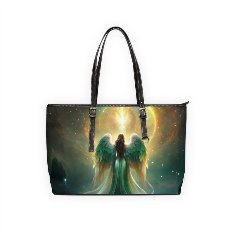Angel Wings Cosmic Light HandBag | PU Leather Shoulder Bag image 5