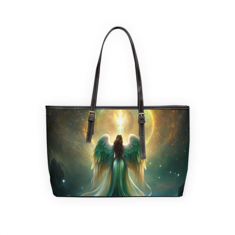 Angel Wings Cosmic Light HandBag | PU Leather Shoulder Bag image 6