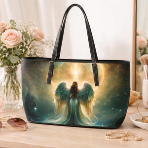 Angel Wings Cosmic Light HandBag | PU Leather Shoulder Bag image 1