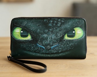 Toothless PU Leather Wristlet Clutch Wallet