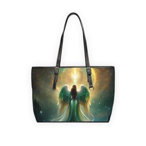 Angel Wings Cosmic Light HandBag | PU Leather Shoulder Bag image 8