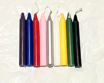 9 COLOR chime CANDLE set. Religious, Pagan, birthday. Color magic. Ritual candles, spell candles