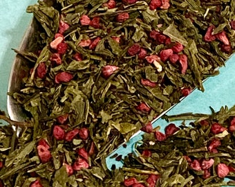 RASPBERRY GREEN Tea, USDA Certified Organic, non-irradiated. Delicious!