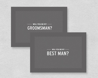 Best man card Groomsman card printable | Card for groomsman | Card for best man | Manly minimalist simple grey plain cool typography card