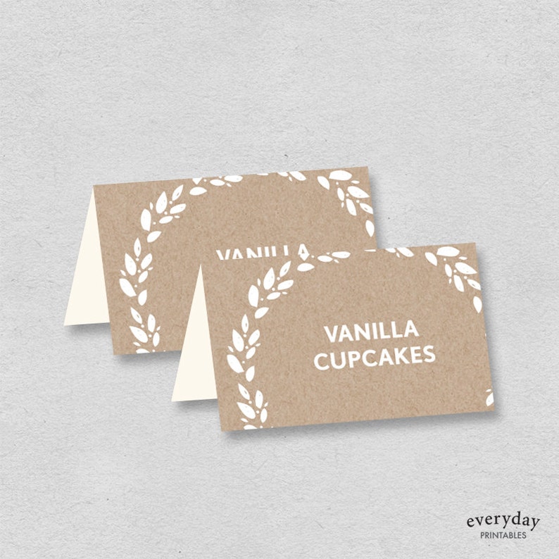 Food Tent Card Printable Customizable Place Cards Kraft Etsy