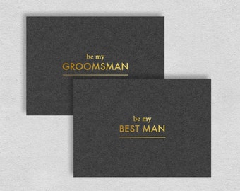 Best man card Groomsman card printable | Card for groomsman | Card for best man | Manly minimalist gray gold plain cool typography card