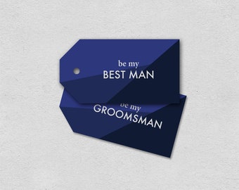 Best man card Groomsman card printable | gift tag will you be my best man | Classic minimalist simple gray gold cool manly label gift note