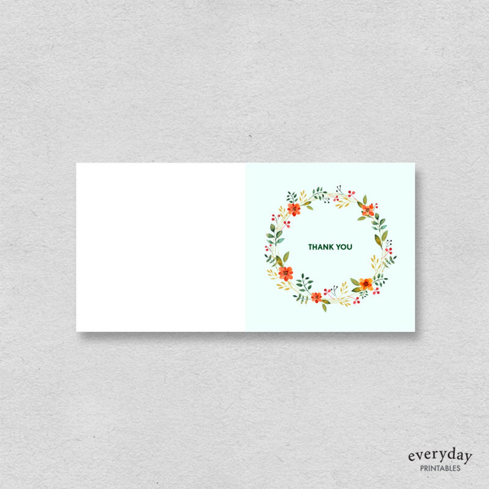 Printable Mini Thank You Cards Mint Floral Small Thank You - Etsy