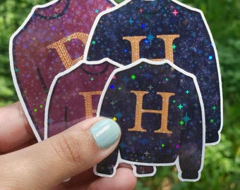 Wizard Inspired Knit Sweater Sticker, Cozy Initials Vinyl Decal, Cute Girly Laptop & Water Bottle Sticker, Magical Aesthetic Cozy Accessory