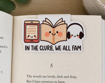 Bookish Bookmark In the Clurb We All Fam Reading Formats, Book Ebook Audiobook Bookmark l, Multi Reading Formats Sticker, Book Club Magnetic