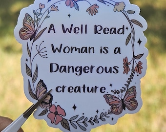Well Read Woman Sticker: Feminist Book Lover Vinyl Decal