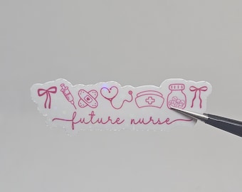 Coquette Nurse Sticker, Future Nurse Decal, Cute Nursing Student Sticker, Medical Student Vinyl Sticker, Planner and Laptop Decal