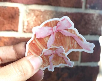 Coquette Croissant Sticker, Cute French Pastry Character, Adorable Foodie Decal, Girly Sticker, Charming French Bakery Vibes, Foodie Decal